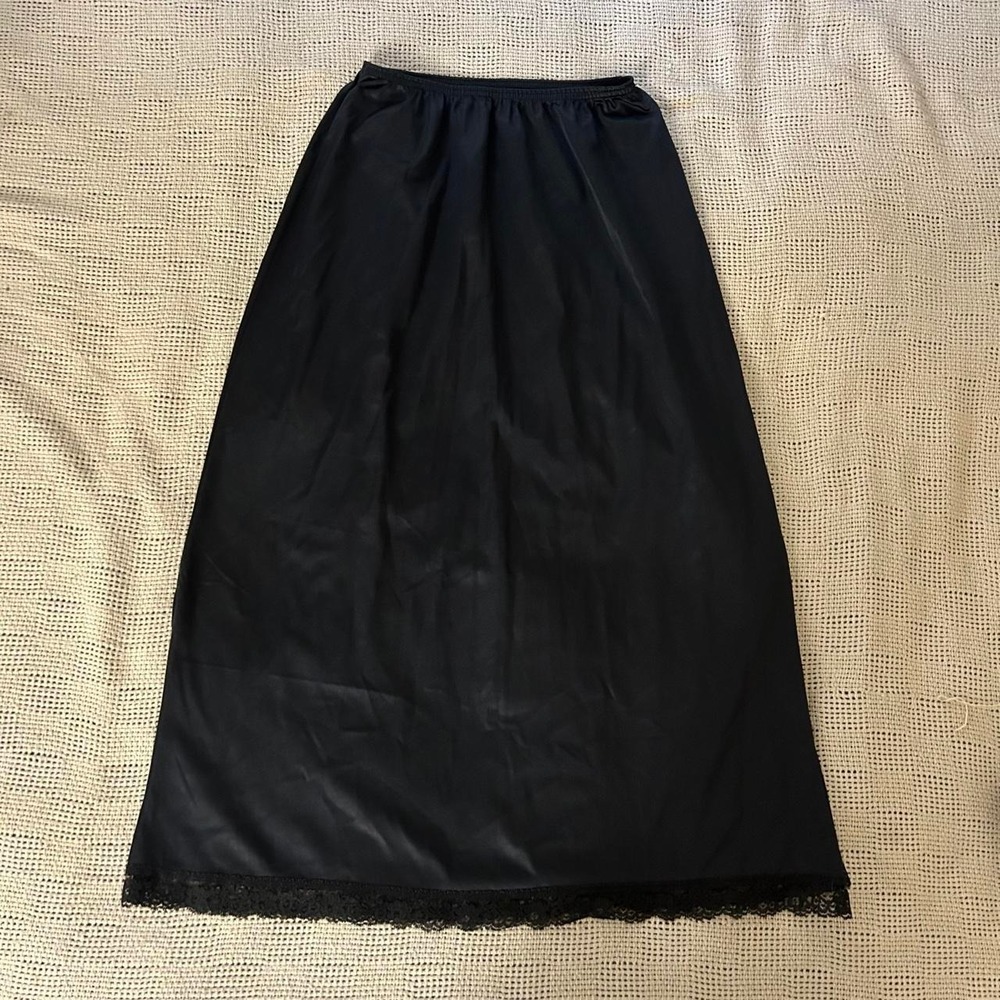 Vintage Satin Lace Trim Slip Midi Skirt size Small - Picture 2 of 7